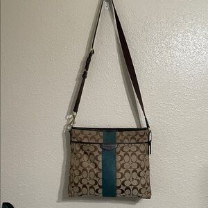 Coach Brown and Teal Crossbody Bag